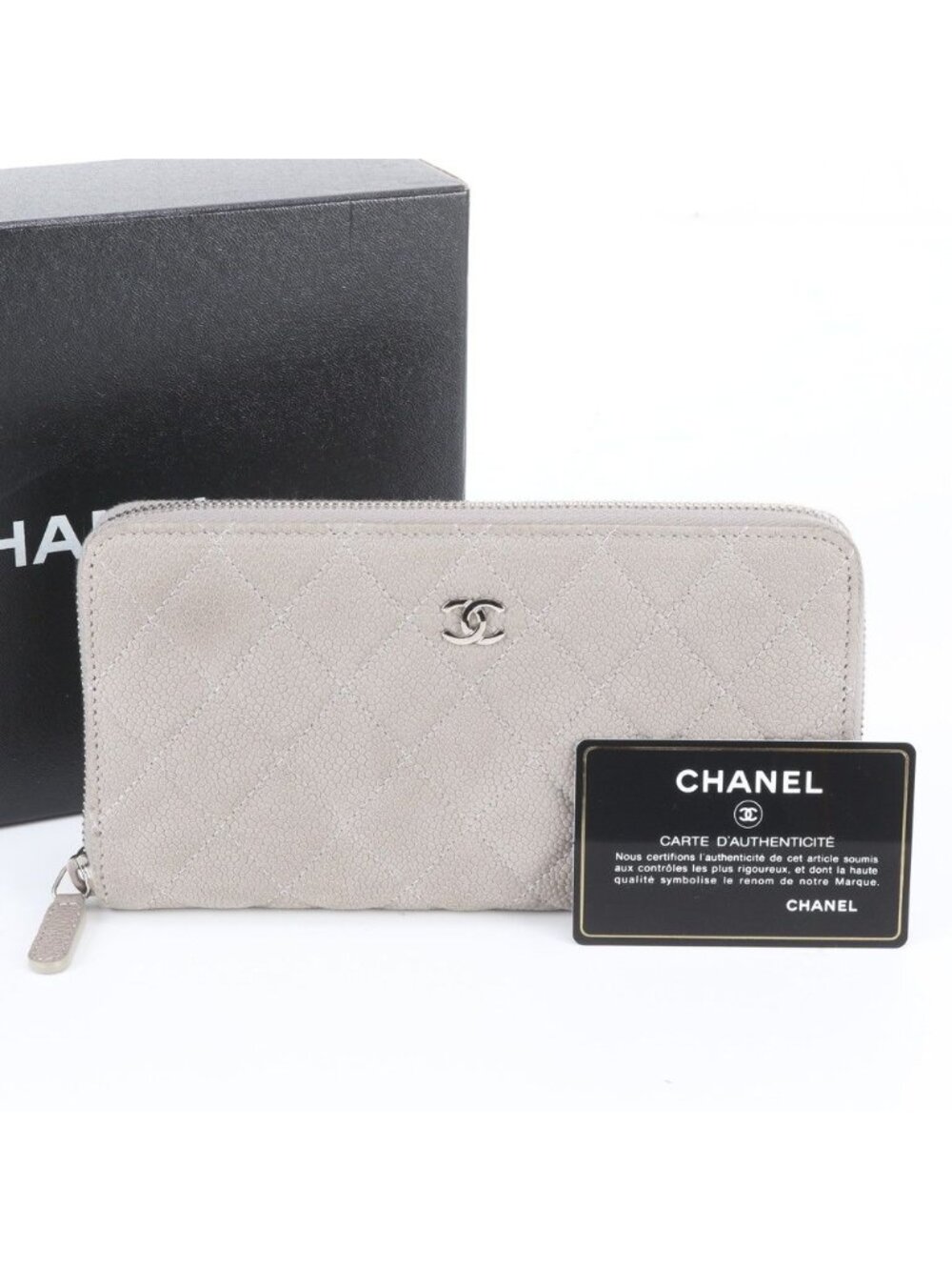 Chanel Card Quilted Caviar Leather Wallet